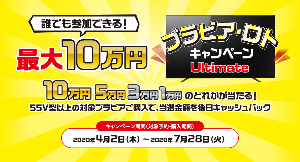 ブラビアロトキャンペーン】最大10万円が当たる！ソニーのテレビを買う ...